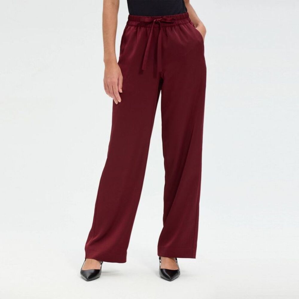Women's High-Rise Wide Leg Trousers - A New Day Burgundy S